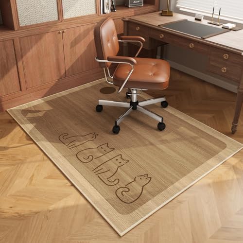 Highdi Bodenschutzmatte Bürostuhl, Retro Bürostuhl Unterlage Kratzfest rutschfest Bodenmatte Stuhlunterlage Bürostuhlunterlage Schreibtischstuhl Unterlage Teppich (Holz,60x160cm) von Highdi