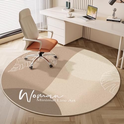 Highdi Bodenschutzmatte Bürostuhl, Rund Bürostuhl Unterlage Kratzfest Bodenmatte, Verdickt Stuhlunterlage rutschfest Schreibtischstuhl Unterlage (Kamelblatt,80cm) von Highdi