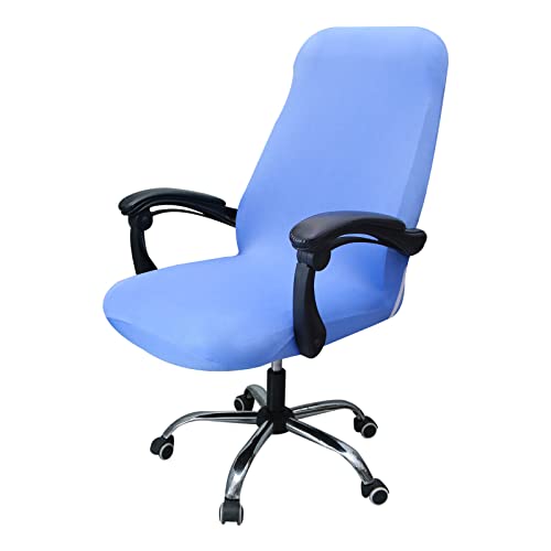 Highdi Bürostuhl Bezug Stretch, Feste Farbe Bezug für Bürostuhl Sitzfläche Spandex Universal Bürostuhlabdeckung, Stuhlhussen für Drehstuhl Computer Stuhl Armlehnen Stuhl (Blau,L) von Highdi