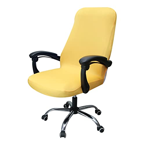 Highdi Bürostuhl Bezug Stretch, Feste Farbe Bezug für Bürostuhl Sitzfläche Spandex Universal Bürostuhlabdeckung, Stuhlhussen für Drehstuhl Computer Stuhl Armlehnen Stuhl (Gelb,M) von Highdi