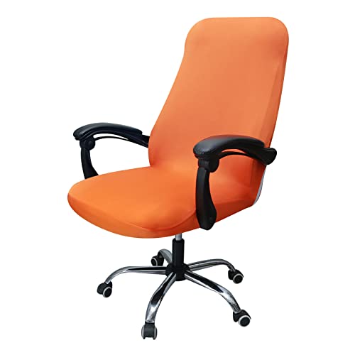 Highdi Bürostuhl Bezug Stretch, Feste Farbe Bezug für Bürostuhl Sitzfläche Spandex Universal Bürostuhlabdeckung, Stuhlhussen für Drehstuhl Computer Stuhl Armlehnen Stuhl (Orange,M) von Highdi