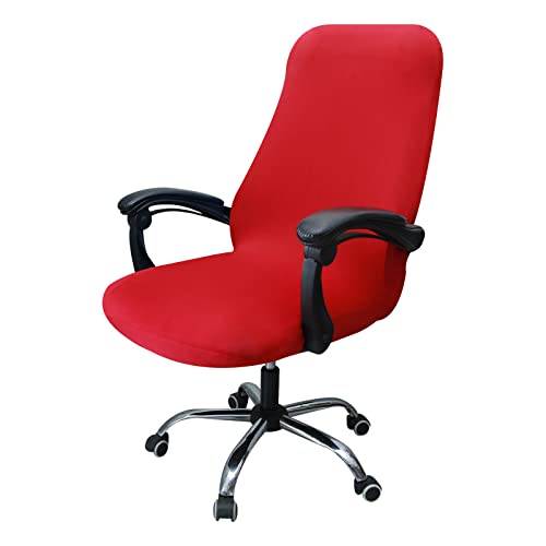 Highdi Bürostuhl Bezug Stretch, Feste Farbe Bezug für Bürostuhl Sitzfläche Spandex Universal Bürostuhlabdeckung, Stuhlhussen für Drehstuhl Computer Stuhl Armlehnen Stuhl (Rot,M) von Highdi