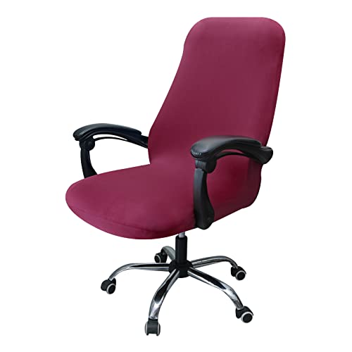 Highdi Bürostuhl Bezug Stretch, Feste Farbe Bezug für Bürostuhl Sitzfläche Spandex Universal Bürostuhlabdeckung, Stuhlhussen für Drehstuhl Computer Stuhl Armlehnen Stuhl (Weinrot,M) von Highdi