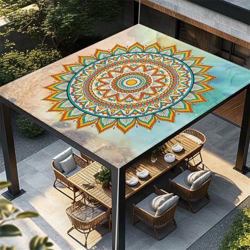Highdi Bunt Europäischer Stil Sonnensegel Wasserdicht UV Schutz,Terrasse Garten Camping Sonnensegel Rechteckig,Schnelltrocknend Balkon Sonnenschutz Segeltuch mit Ösen & 4 Seil (Bunt,2,0x2,0m) von Highdi