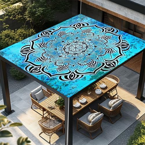 Highdi Bunt Europäischer Stil Sonnensegel Wasserdicht UV Schutz,Terrasse Garten Camping Sonnensegel Rechteckig,Schnelltrocknend Balkon Sonnenschutz Segeltuch mit Ösen & 4 Seil (Himmelblau,1,8x1,8m) von Highdi