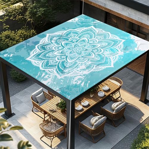 Highdi Bunt Retro-Stil Sonnensegel Wasserdicht UV Schutz,Terrasse Garten Camping Sonnensegel Rechteckig,Schnelltrocknend Balkon Sonnenschutz Segeltuch mit Ösen und 4 Seil (Aquablau,1,8x1,8m) von Highdi