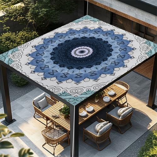 Highdi Bunt Retro-Stil Sonnensegel Wasserdicht UV Schutz,Terrasse Garten Camping Sonnensegel Rechteckig,Schnelltrocknend Balkon Sonnenschutz Segeltuch mit Ösen und 4 Seil (Retro,1,8x1,8m) von Highdi