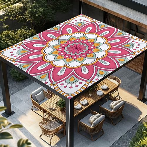 Highdi Bunt Retro-Stil Sonnensegel Wasserdicht UV Schutz,Terrasse Garten Camping Sonnensegel Rechteckig,Schnelltrocknend Balkon Sonnenschutz Segeltuch mit Ösen und 4 Seil (Rosenrot,2,0x2,0m) von Highdi