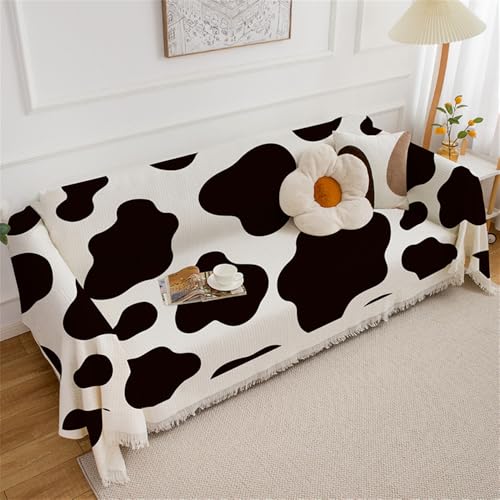 Highdi Buntes Muster Sofadecke, 1 2 3 4 Sitzer Sofa Überzug L Form Sofabezug Ecksofa Universelle rutschfeste Couch Überzug Einteiliger Vielseitige Sofa Cover Decke (180x200cm,Kuhtextur) von Highdi