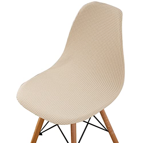 Highdi Cord-Jacquard Schalenstuhl Bezug, Stuhlbezug 2/4/6 er Set Stuhlbezüge Stretch Esszimmerstühle Bezug Moderne Elastischer Stuhlhussen Abnehmbar Waschbar Küchenstühle Husse (Beige,1 PC) von Highdi