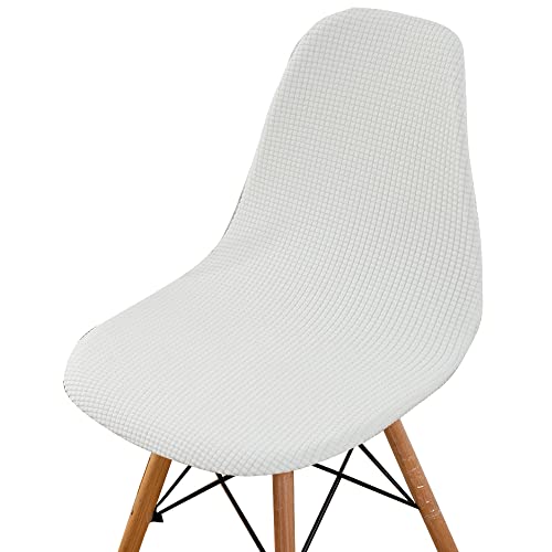 Highdi Cord-Jacquard Schalenstuhl Bezug, Stuhlbezug 2/4/6 er Set Stuhlbezüge Stretch Esszimmerstühle Bezug Moderne Elastischer Stuhlhussen Abnehmbar Waschbar Küchenstühle Husse (Weiß,1 PC) von Highdi