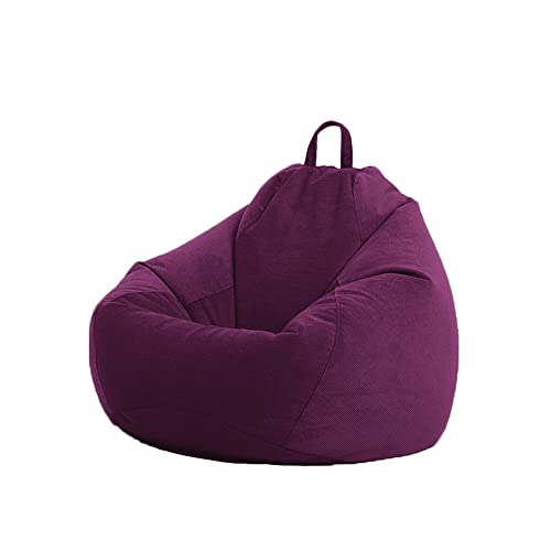 Highdi Cord Sitzsack für Erwachsene Indoor Outdoor Sitzkissen Waschbarer Weicher Flauschiger Sofabettbezug Ohne Füllung Gartenkissen Bodenkissen für Wohnzimmer (100x120cm,Violett) von Highdi