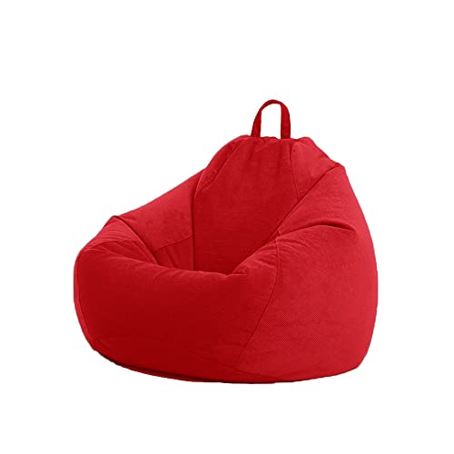 Highdi Cord Sitzsack für Erwachsene Indoor Outdoor Sitzkissen Waschbarer Weicher Flauschiger Sofabettbezug Ohne Füllung Gartenkissen Bodenkissen für Wohnzimmer (90x110cm,Rot) von Highdi