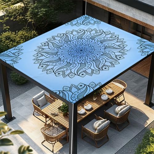 Highdi Einfacher Europäischer Sonnensegel Wasserdicht UV Schutz,Terrasse Garten Camping Sonnensegel Rechteckig,Schnelltrocknend Balkon Sonnenschutz Segeltuch mit Ösen & 4 Seil (Blau,1,8x1,8m) von Highdi