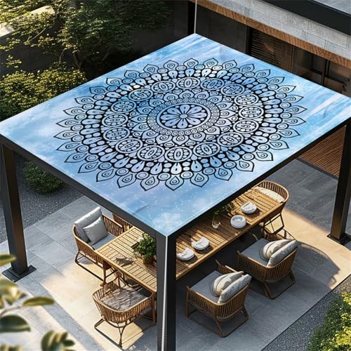Highdi Einfacher Europäischer Sonnensegel Wasserdicht UV Schutz,Terrasse Garten Camping Sonnensegel Rechteckig,Schnelltrocknend Balkon Sonnenschutz Segeltuch mit Ösen & 4 Seil (Blau-Weiß,2,0x2,0m) von Highdi