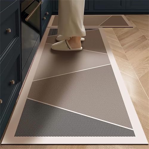 Highdi Einfacher Japanischer Stil Küchenläufer,Saugfähig Küchenteppich,Läufer Flur 2,5 mm Teppich Küche,rutschfest Diatomeenerde Teppich Läufer,für Eingangsbereich Esszimmer (Grau,60x90cm) von Highdi