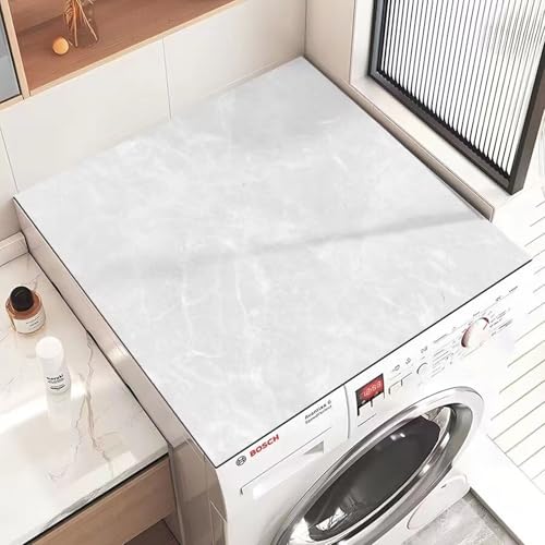 Highdi Einfacher Marmor Waschmaschinenauflage Staubschutz rutschfest, Saugfähig Schnelltrocknend Waschmaschinen Unterlage, Waschküche Arbeitsplatte Badematte Waschmaschinen Auflage (40x60cm,Weiß 1) von Highdi
