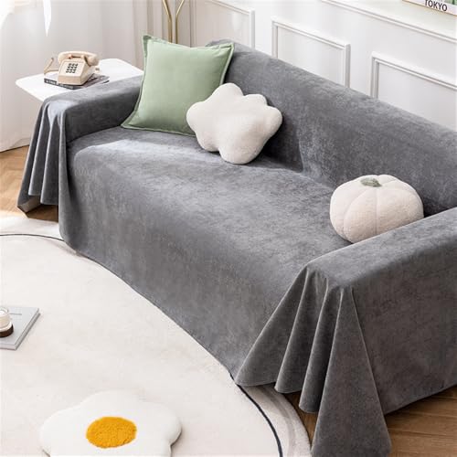 Highdi Einfarbig Muster Sofadecke, Vielseitige 1 2 3 4 Sitzer Sofa Überzug L Form Sofabezug Ecksofa Universelle rutschfeste Couch Überzug Einteiliger Sofa Cover Decke (90x210cm,Anthrazit) von Highdi