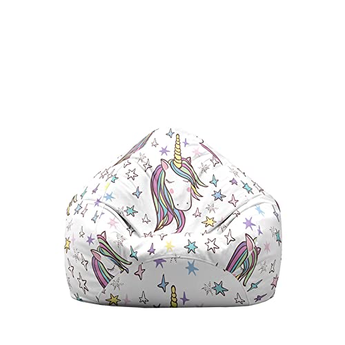 Highdi Einhorn Sitzsack Ohne Füllung für Kinder Erwachsene, Lazy Lounger Sitzsack Stuhlbezug Indoor Outdoor Waschbar Weicher Bodenkissen Sitzsack Abdeckung mit Reißverschluss (Stern,100 * 120cm) von Highdi