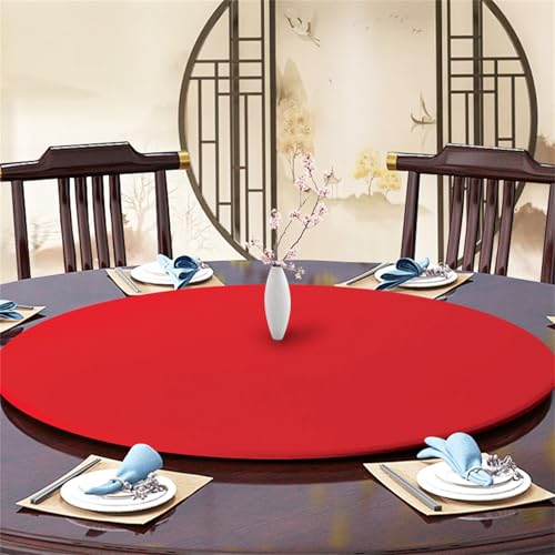 Highdi Elastische Tischdecke Rund Abwaschbar, Cocktail Spanntischdecke Rund Gartentischdecke Outdoor Round Tischdecke mit Gummizug für Esszimmer, Küche und Picknick (100cm,Großes Rot) von Highdi