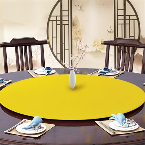 Highdi Elastische Tischdecke Rund Abwaschbar, Cocktail Spanntischdecke Rund Gartentischdecke Outdoor Round Tischdecke mit Gummizug für Esszimmer, Küche und Picknick (60cm,Gelb) von Highdi