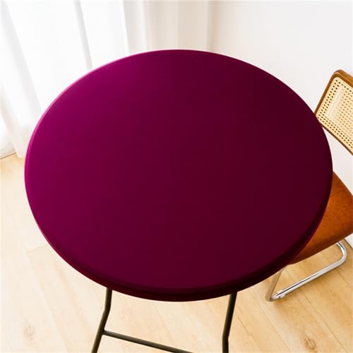 Highdi Elastische Tischdecke Rund Abwaschbar, Spanntischdecke Rund Gartentischdecke Outdoor Round Tischdecke mit Gummizug für Esszimmer, Küche und Picknick (90cm,13#Datum Rot) von Highdi