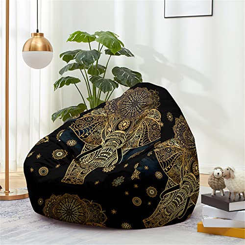 Highdi Elefant Sitzsack Ohne Füllung für Kinder Erwachsene Lazy Lounger Sitzsack Stuhlbezug Indoor Outdoor Waschbar Weicher Bodenkissen Sitzsack Abdeckung mit Reißverschluss (Mandala,100 * 120cm) von Highdi