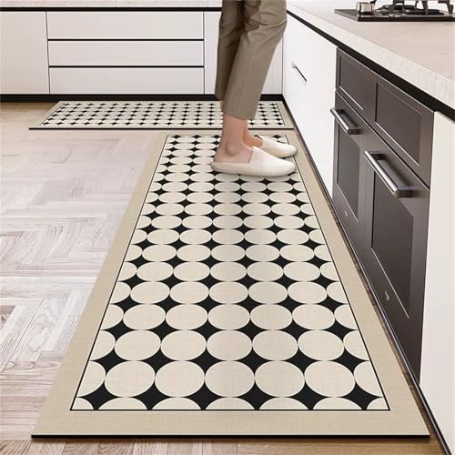 Highdi Europäischer Schwarz Küchenläufer, Saugfähig Küchenteppich, Läufer Flur 2,5 mm Teppich Küche, rutschfest Diatomeenerde Teppich Läufer, für Eingangsbereich Esszimmer (Beige,40x120cm) von Highdi