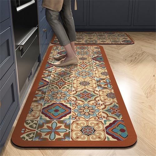 Highdi Europäischer Stil Klassisch Küchenläufer,Saugfähig Küchenteppich,Läufer Flur 2,5 mm Teppich Küche,rutschfest Diatomeenerde Teppich Läufer,für Eingangsbereich Esszimmer (Orange,60x180cm) Highdi Europäischer Stil Klassisch Küchenläufer,Saugfähig Küchenteppich,Läufer Flur 2,5 mm Teppich Küche,rutschfest Diatomeenerde Teppich Läufer,für Eingangsbereich Esszimmer (Orange,60x180cm) von Highdi