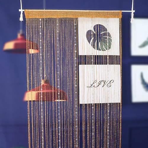 Highdi Fadenvorhang Fliegenvorhang Terrassentür Insektenschutz Fadenvorhang Balkontür Perlenvorhang Elegant Perlenvorhang Balkontür Türvorhang Perlen (Gold,1x2m) von Highdi