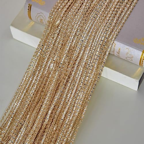 Highdi Fadenvorhang Türvorhang Insektenschutz Fadenvorhang Balkontür Elegante mit Silberdraht Fliegenvorhang Raumteiler Sichtschutz für Terrassentür, Balkontür, Tür (champagnergold,1x2m) von Highdi