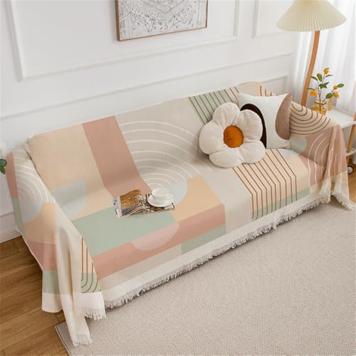 Highdi Geometrie Muster Sofadecke, 1 2 3 4 Sitzer Sofa Überzug L Form Sofabezug Ecksofa Universelle rutschfeste Couch Überzug Einteiliger Vielseitige Sofa Cover Decke (180x320cm,Mehrfarbig) von Highdi