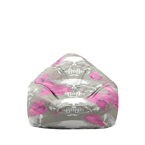 Highdi Halloween Sitzsack Kinder mit Ohne Füllung - Sitzsack Spielzeug Aufbewahrung,Sitzsack Stuhl Abdeckung Plüschtier Aufbewahrung Bequeme Bodenliege (Totenkopf-Print,XL:100x120cm) von Highdi