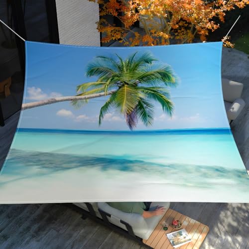 Highdi Himmelblau Sonnensegel Wasserdicht Rechteckig Sonnenschutz mit UV Schutz, Terrasse Garten Camping Sonnensegel Balkon Sonnenschutz Segeltuch inkl 4 Seil (Meeresküste,2x2m) von Highdi