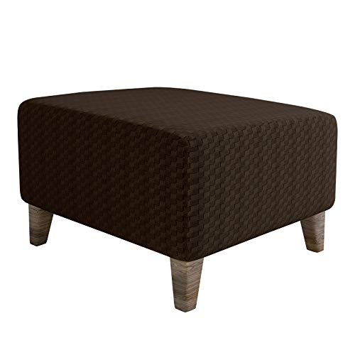 Highdi Jacquard Ottomane Schonbezug Hockerbezug, Hocker Hussen für Fußhocker Rechteckig, Stretch Bezug Ottomane Abdeckung Überzug Hocker Protector Waschbar Hockerabdeckung (Kaffee braun,XL) von Highdi