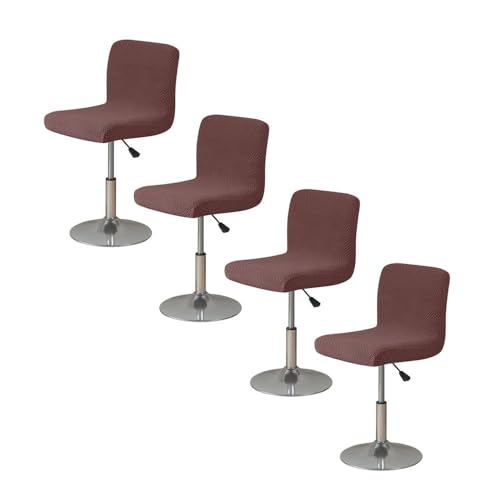 Highdi Jacquard Stuhlhussen Barhocker Bezüge Barstuhlbezug Stretch mit Rückenlehne 1/2/4/6 Stück, Hussen für Barhocker Bar Waschbarer Stuhl Abdeckung (braun,4 Stück) von Highdi