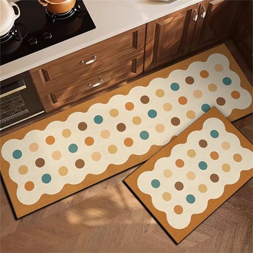 Highdi Küche Teppich, Buntes Geometrisches Thema Waschbar rutschfest rutschfest Küchenläufer, Absorbierend Kieselgur Läufer Flur Teppich, Schnelltrocknend Küchenteppich für Küche (Bunt 3,50x80cm) von Highdi