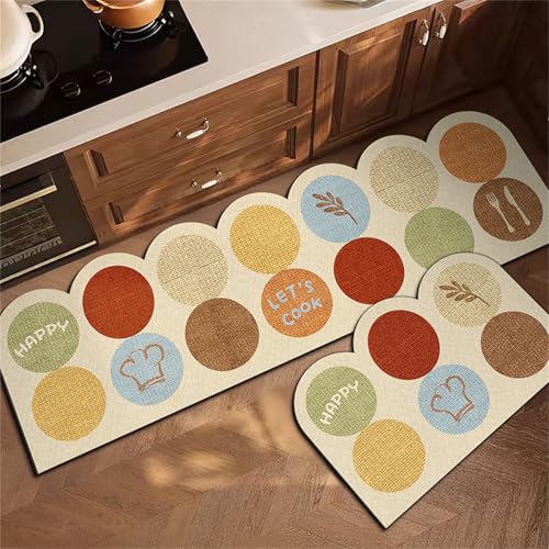 Highdi Küche Teppich, Buntes Geometrisches Thema Waschbar rutschfest rutschfest Küchenläufer, Absorbierend Kieselgur Läufer Flur Teppich, Schnelltrocknend Küchenteppich für Küche (Bunt 5,60x180cm) von Highdi