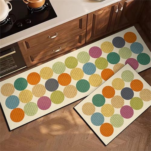 Highdi Küche Teppich, Buntes Geometrisches Thema Waschbar rutschfest rutschfest Küchenläufer, Absorbierend Kieselgur Läufer Flur Teppich, Schnelltrocknend Küchenteppich für Küche (Bunt 6,60x90cm) von Highdi