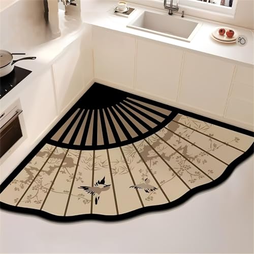 Highdi Küche Teppich, Fächermuster Waschbar rutschfest rutschfest Küchenläufer, Absorbierend Kieselgur Läufer Flur Teppich, Schnelltrocknend Küchenteppich für Küche, Esszimmer (Khaki,120x120cm) Highdi Küche Teppich, Fächermuster Waschbar rutschfest rutschfest Küchenläufer, Absorbierend Kieselgur Läufer Flur Teppich, Schnelltrocknend Küchenteppich für Küche, Esszimmer (Khaki,120x120cm) von Highdi