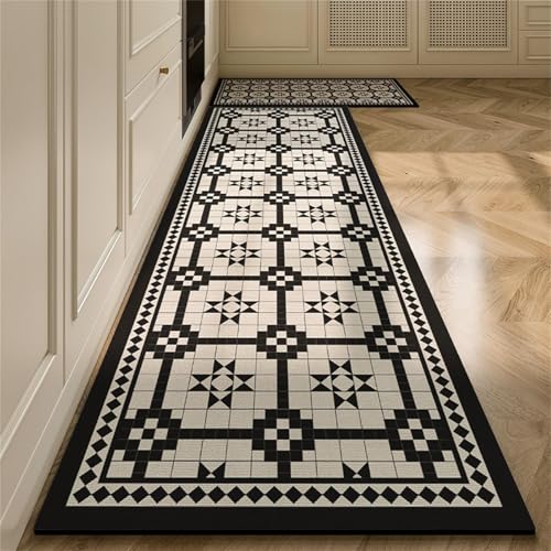 Highdi Küche Teppich, Khaki Retro Geometrisch Waschbar rutschfest rutschfest Küchenläufer, Absorbierend Kieselgur Läufer Flur Teppich,Schnelltrocknend Küchenteppich für Flur,Küche (Schwarz 2,60x90cm) Highdi Küche Teppich, Khaki Retro Geometrisch Waschbar rutschfest rutschfest Küchenläufer, Absorbierend Kieselgur Läufer Flur Teppich,Schnelltrocknend Küchenteppich für Flur,Küche (Schwarz 2,60x90cm) von Highdi