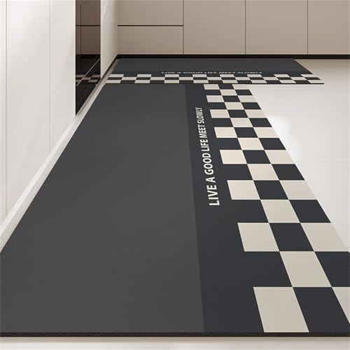 Highdi Küche Teppich, Schwarzer Schachbrettdruck Waschbar rutschfest rutschfest Küchenläufer, Absorbierend Kieselgur Läufer Flur Teppich, Schnelltrocknend Küchenteppich für Küche (Schwarz 3,60x160cm) Highdi Küche Teppich, Schwarzer Schachbrettdruck Waschbar rutschfest rutschfest Küchenläufer, Absorbierend Kieselgur Läufer Flur Teppich, Schnelltrocknend Küchenteppich für Küche (Schwarz 3,60x160cm) von Highdi