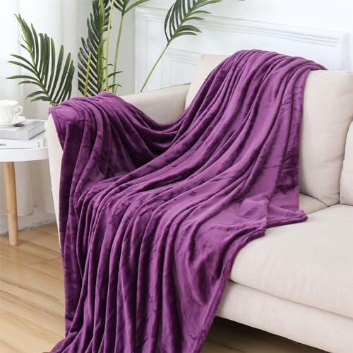 Highdi Kuscheldecke Flauschig Warme, Wohndecke Kinder Decke Flauschige Couchdecke Überwurf Fleecedecke als Tagesdecke Sofadecke Bett oder Sofaüberwurf Blanket (100X140cm,Dunkelviolett) von Highdi