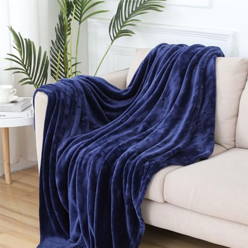 Highdi Kuscheldecke Flauschig Warme, Wohndecke Kinder Decke Flauschige Couchdecke Überwurf Fleecedecke als Tagesdecke Sofadecke Bett oder Sofaüberwurf Blanket (50X70cm,Marineblau) von Highdi