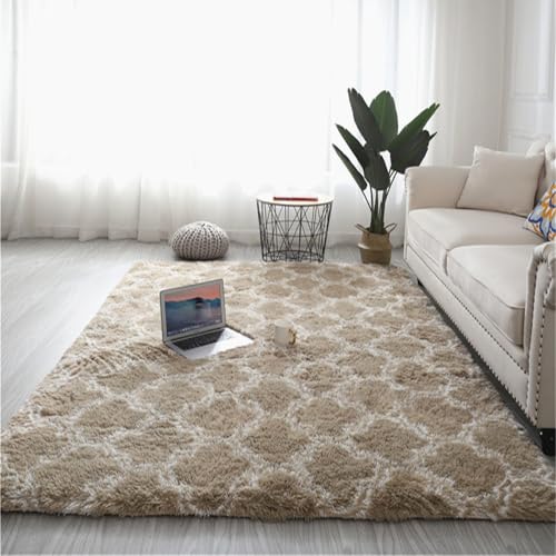 Highdi Langflor Weich Teppich Wohnzimmer, Soft Shaggy Teppich, Flauschiger Teppich, Waschbarer Teppich Schlafzimmer, Kunstfell Fell Imitat Teppich Kinderzimmer, Klassiker Design (Khaki,80x160cm) von Highdi