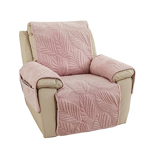 Highdi Luxury Jacquard Sesselschoner für Relaxsessel 1 Sitzer mit Taschen, Sesselschutz Sesselauflage Universal Sesselbezug mit Armlehnen und Verstellbaren Riemen, Lehnenschutz (Rosa) von Highdi