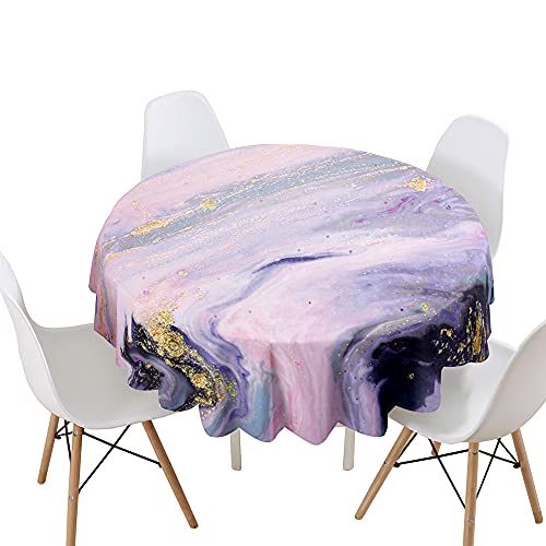 Highdi Marmor Rund Tischdecke Wasserdicht, 3D Drucken Antifouling Pflegeleicht Abwaschbar Polyester Tischdecke, für Home Küche Dekoration, Verschiedene Größen (Violett,Durchmesser 200cm) von Highdi