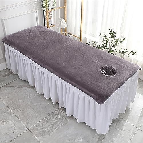 Highdi Massage Bettlaken mit Loch, Atmungsaktiv Massage Tischdecke Waschbare Bezug für Massageliege Weiches Beauty Betttisch-Bezug (80 * 190cm,Mittelgrau) von Highdi