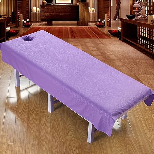 Highdi Massage Bettlaken mit Loch, Waschbare Massage Tischdecke Atmungsaktiv Bezug für Massageliege Weiches Beauty Betttisch-Bezug (100 * 190cm,Dunkelviolett) von Highdi