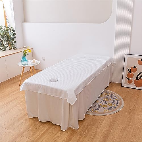 Highdi Massage Bettlaken mit Loch, Waschbare Massage Tischdecke Atmungsaktiv Bezug für Massageliege Weiches Beauty Betttisch-Bezug (120x220cm,Weiß) von Highdi